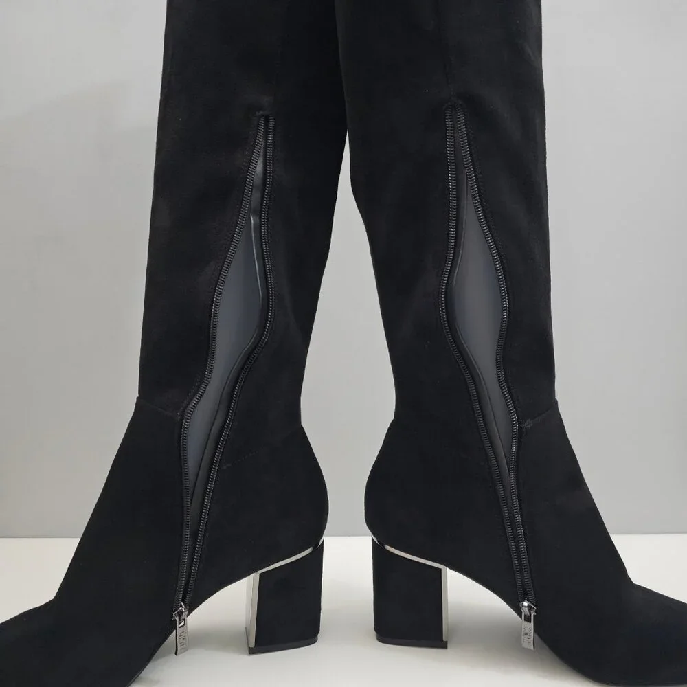 DKNY Cilli Over The Knee Boot Womens 10 Black Block Heel Sleek Dressy Winter NEW